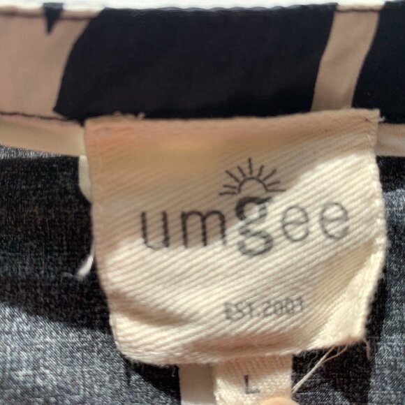 Umgee Womens Bow Tie Print Notched Contrast Velvet Trim Dress Ruffle Cotton Sz L - Picture 13 of 14